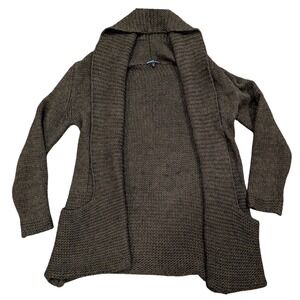 BERRETTI Chunky Knit Cardigan Sweater Italian Brown Wool Blend Womens Sz MEDIUM